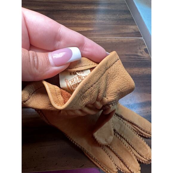 Vintage Perrone Women’s CAMEL LEATHER GLOVES Driving Gloves SIZE X LARGE - Picture 7 of 10